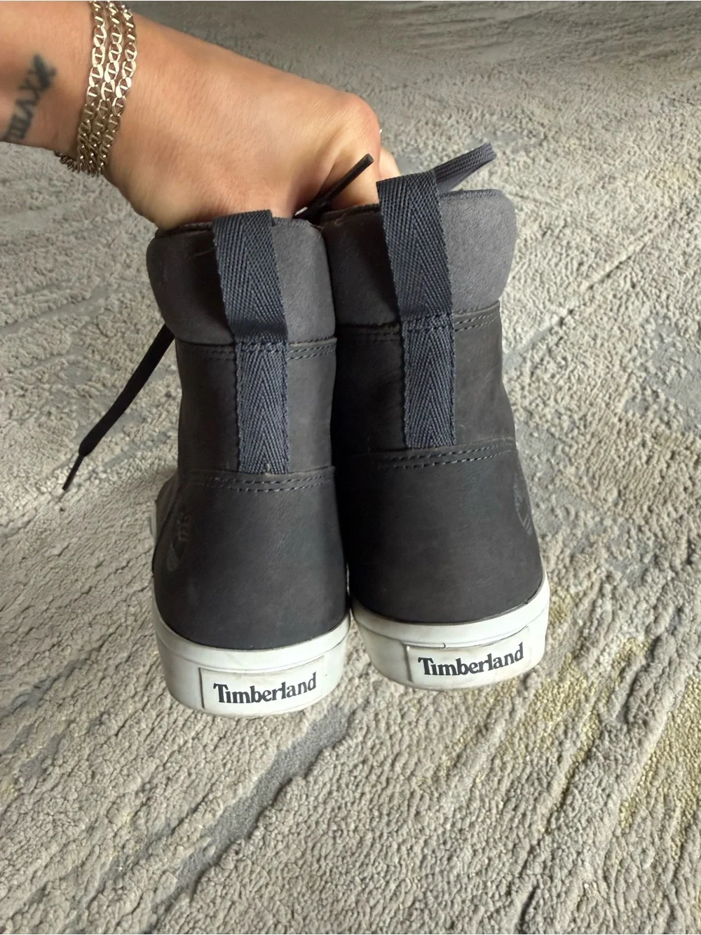 TIMBERLAND SKYLA BAY DARK GREY NUBUCK LEATHER SNEAKER BOOTS A2C3H size 6.5